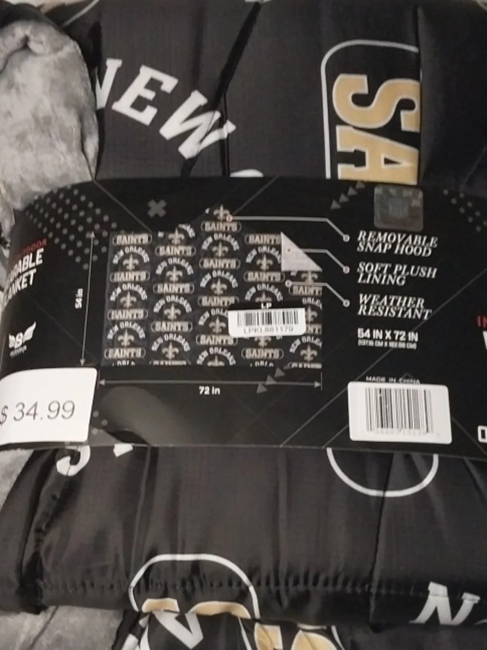 New Orleans Saints Black Wearable /Blanket
